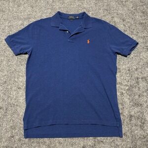 Polo Ralph Lauren Classic Fit Short Sleeve Polo Shirt Blue Orange Size L